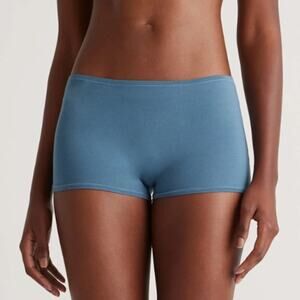Quince Organic Cotton Boyshort Women's Underwear Size L Blue NWOT